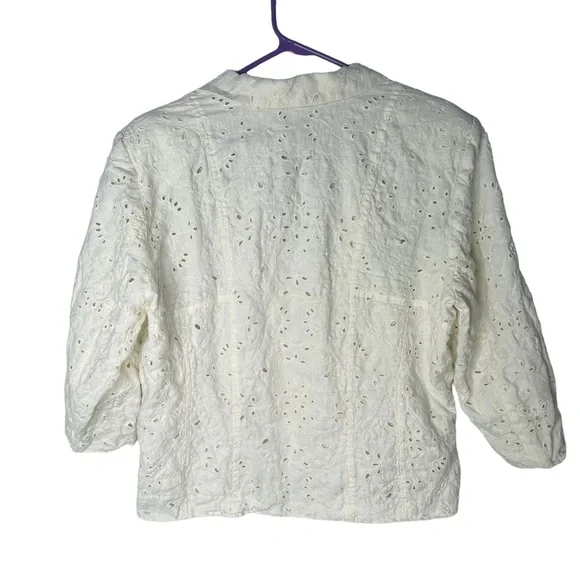 Coldwater Creek 100% Linen White Eyelet Swing Jacket Blazer Size XL - Picture 5 of 7